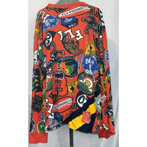 Men's Born Fly Red Multicolor Graphic Long Sleeve T Shirt - Size 4X - Picture 1 of 8